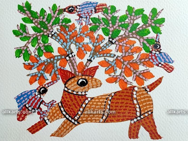 Gond Painting By Artisan Sarita Dhurve From Madhya Pradesh