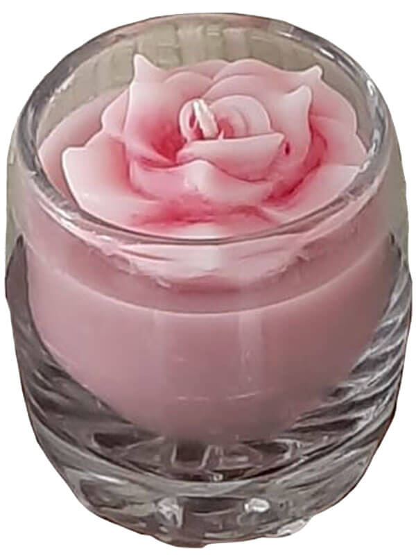 Soy and Paraffin Wax Blend Rose Scented Candle in Glass Jar