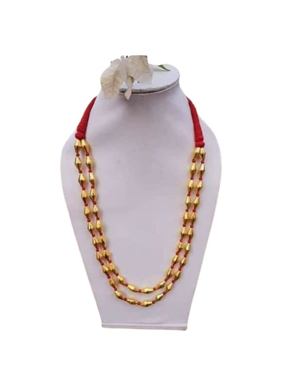 Metal Golden Dholki Beads Necklace