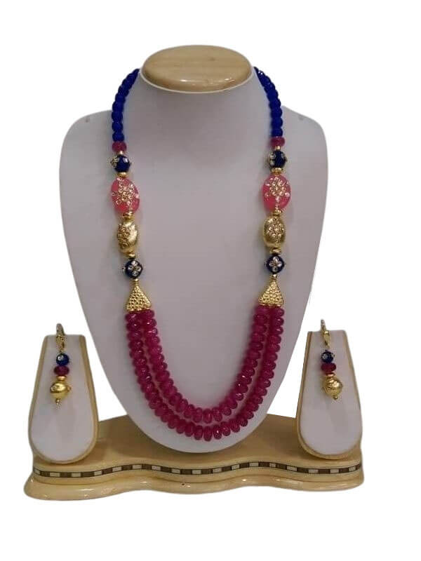 Crystal Glass and Antique Beads Jewellery Set