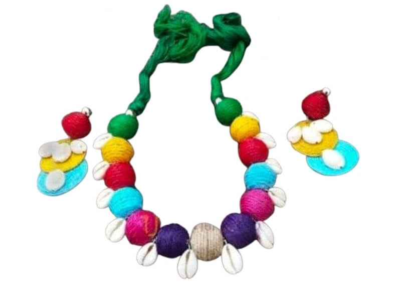 Cotton Thread and Kori Beads Jewellery Set
