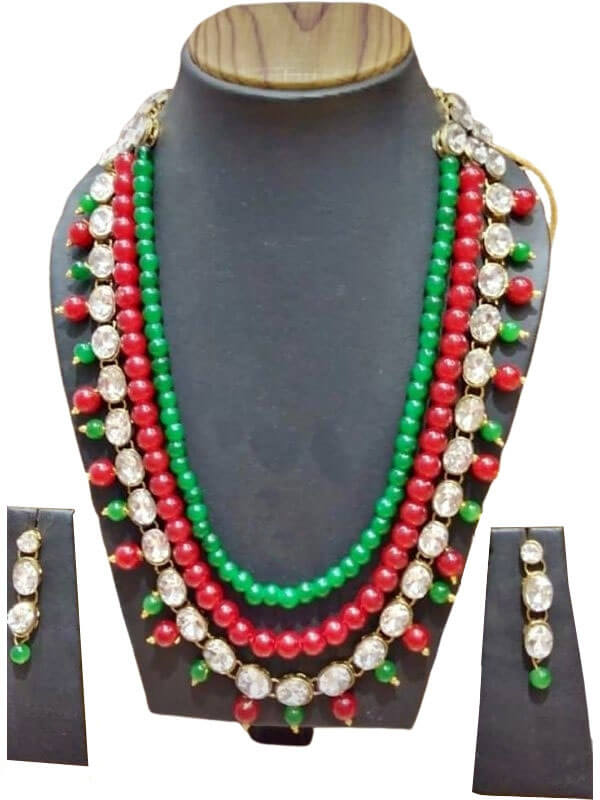 Glass Beads and Kundan Jewellery Set