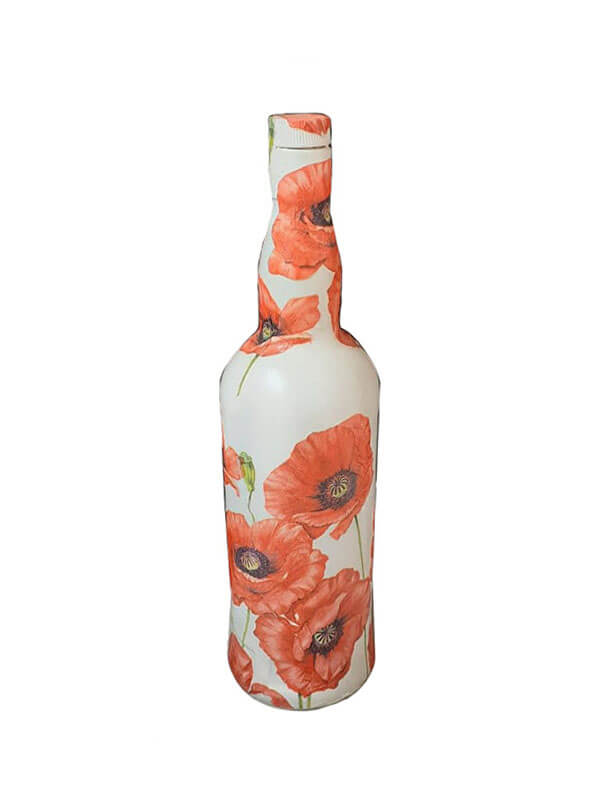 Glass Bottle with Decoupage Craft
