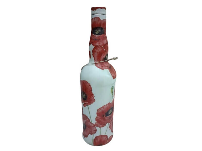 Glass Bottle with Decoupage Craft