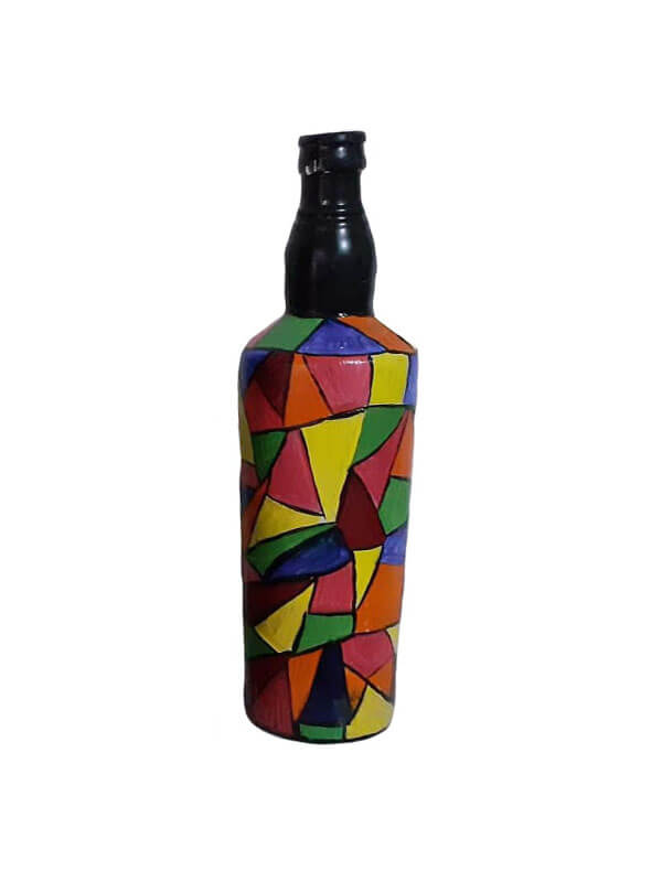 Glass Bottle with Acrylic Painting