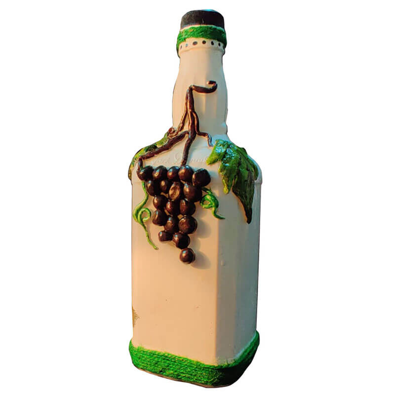 Glass Bottle with Clay Work