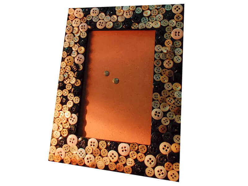 MDF Board Photo Frame Decorated with Buttons