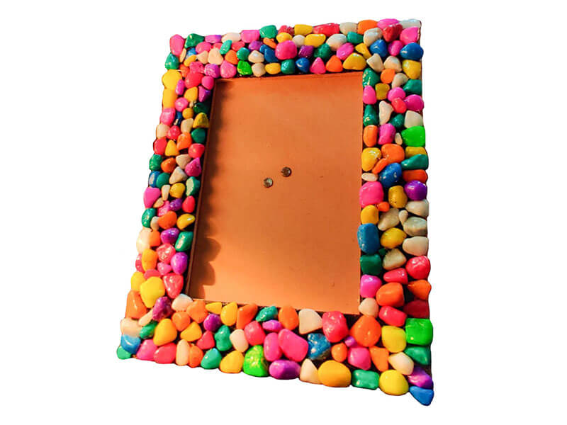 Photo Frame Decorated with Colored Marbles
