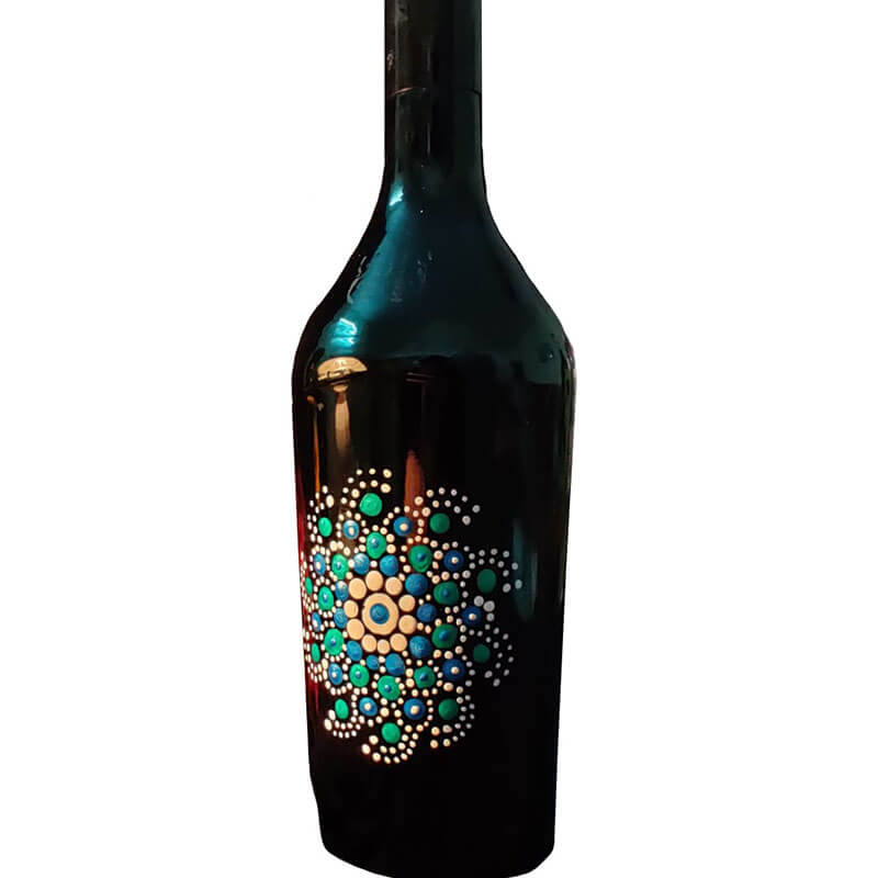 Glass Bottle with Mandala Art