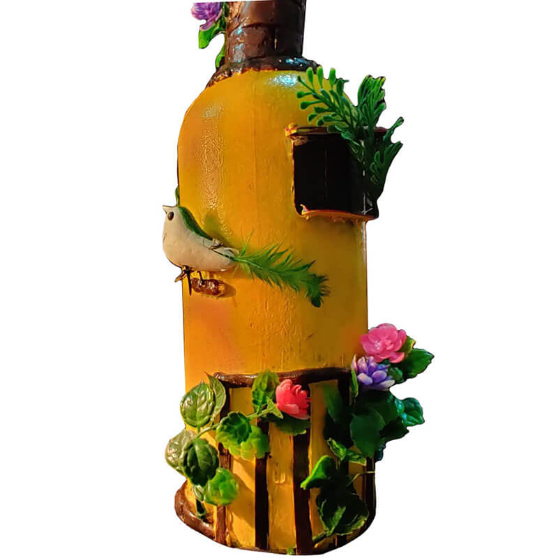 Glass Bottle with Clay Work - A Fairy Bottle House for Decoration