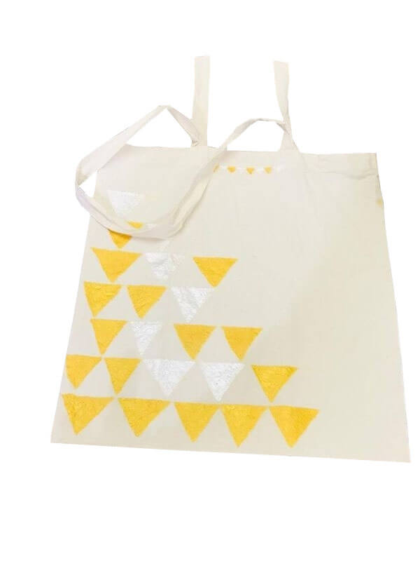 Hand Painted Tote Bag with Metallic Pyramid