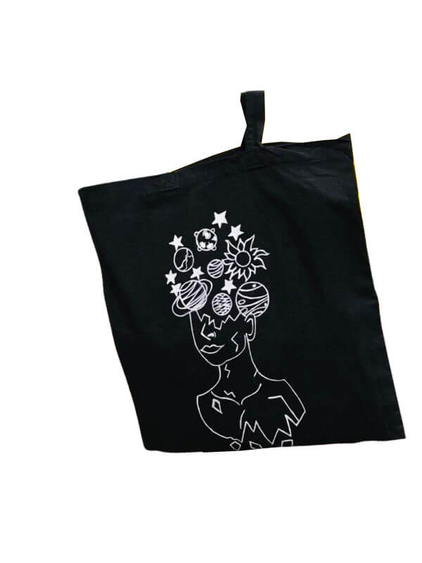 Hand Painted Tote Bag with Glitzy Lady Design