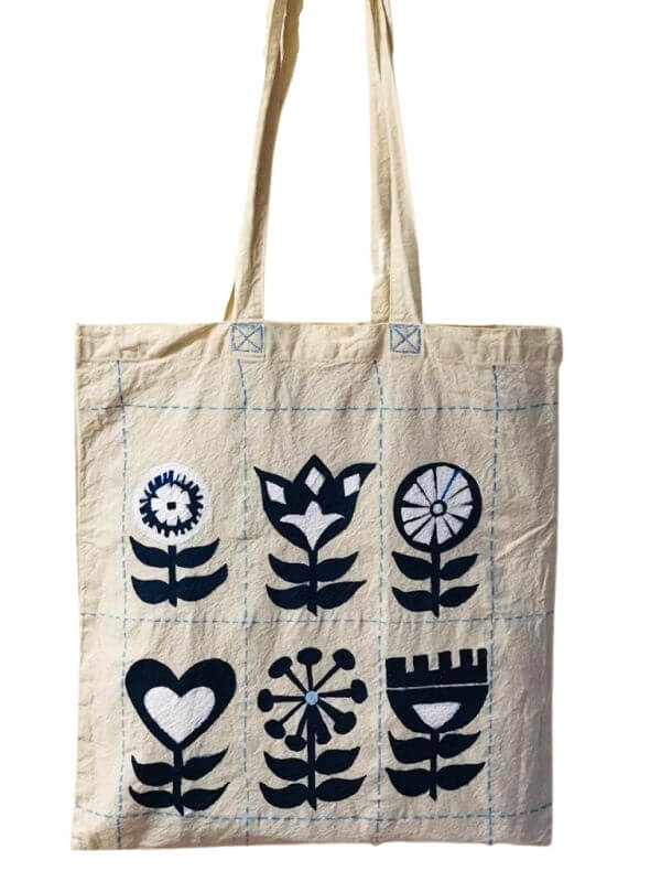 Hand Painted Tote Bag with Boho Design