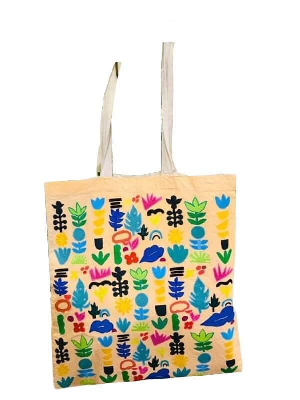 Hand Painted Tote Bag with Boho Design