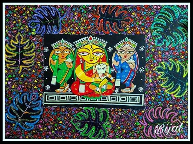 Jamini Roy Bengal Pattachitra Art Form Painting Done on Paper with Acrylic Colors