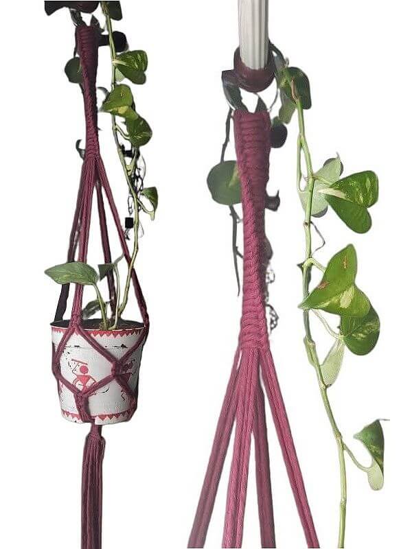 Macrame Single Plait Spiral Plant Hanger (Length - 80-90 cms)