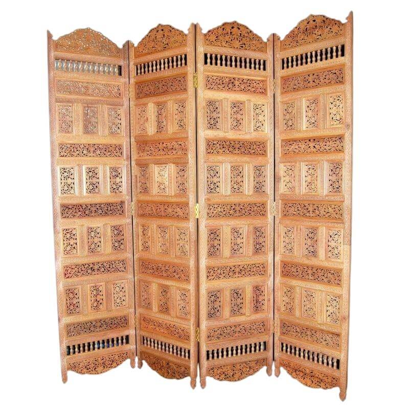 Loquat Wood Partition with Flower Carving (6 feet x 6 feet)