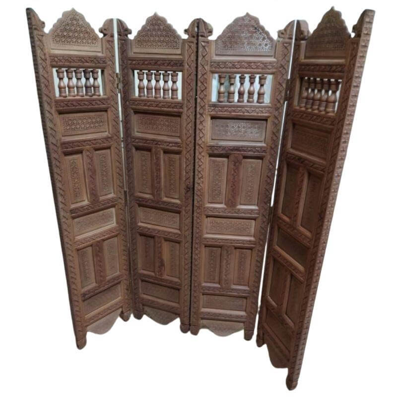 Loquat Wood Partition with Jali Carving (Height 36")