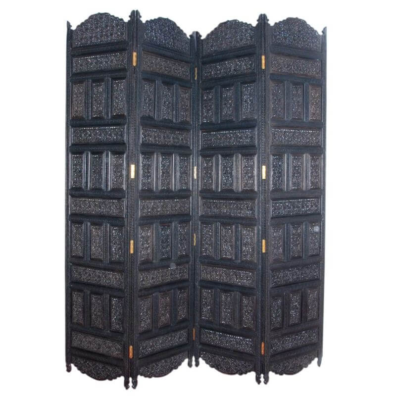 Ebony Wood Partition with Flower Carving (7 feet x 6 feet)