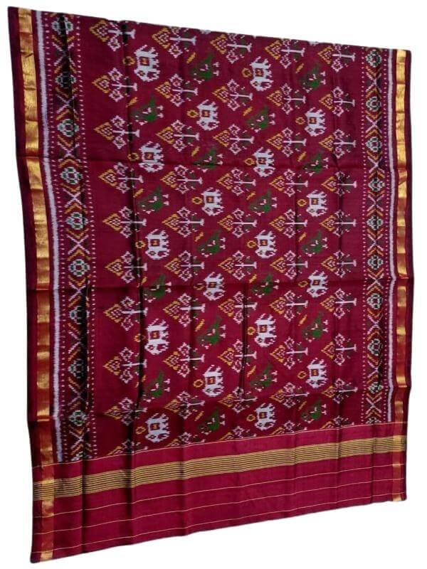 Rajkot Patola Single Ikat Pure Silk Dupatta (90 Inch x 35 Inch)