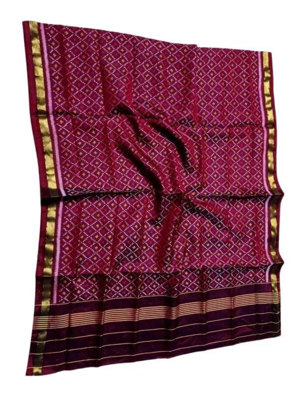 Rajkot Patola Single Ikat Pure Silk Dupatta (90 Inch x 35 Inch)