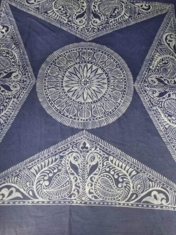 Hand Batik Cotton Double Bedsheet (90 Inch x 108 Inch)