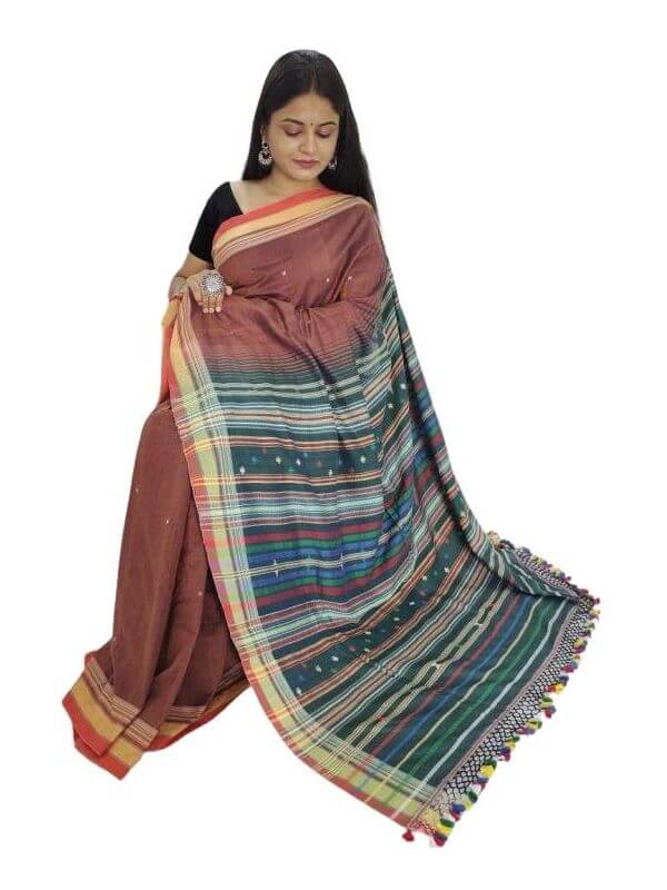 Fine Cotton Handwoven Bhujodi Saree with Blouse (6.5 Metre)