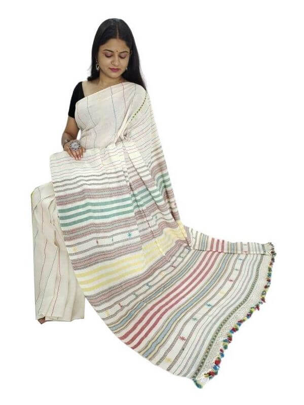 Organic Kala Cotton Handwoven Bhujodi Saree with Blouse (6.5 Metre)