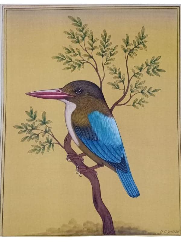 Bird Miniature Painting (9 Inch x 12 Inch)
