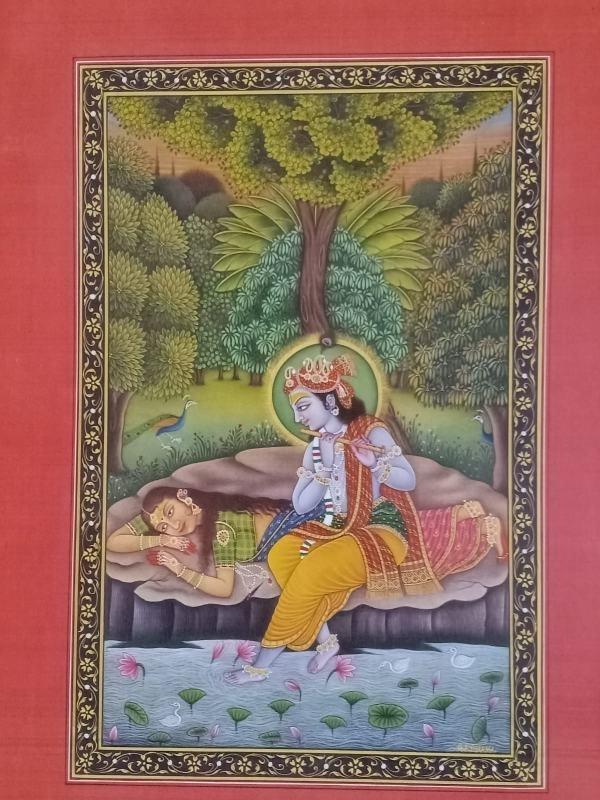 Radha Krishna Miniature Painting (9 Inch x 12 Inch)