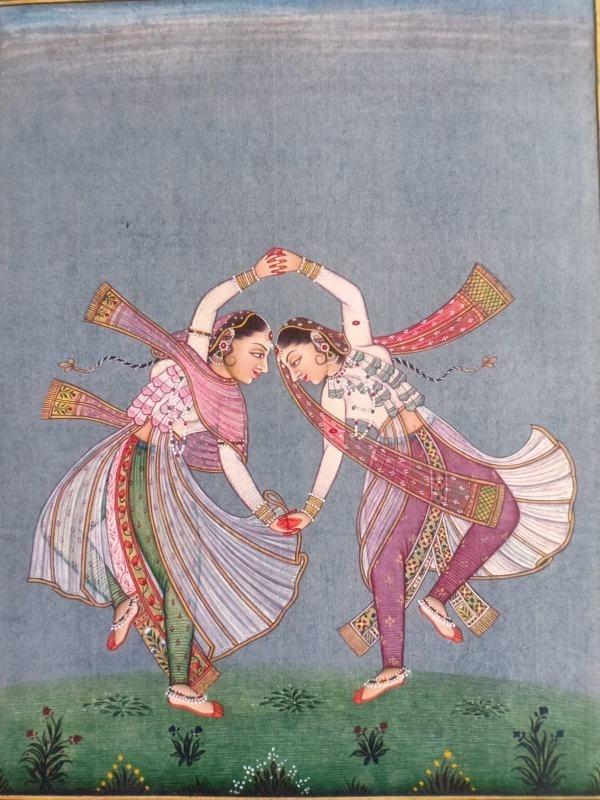 Mughal Women Dancing Miniature Painting (9 Inch x 12 Inch)