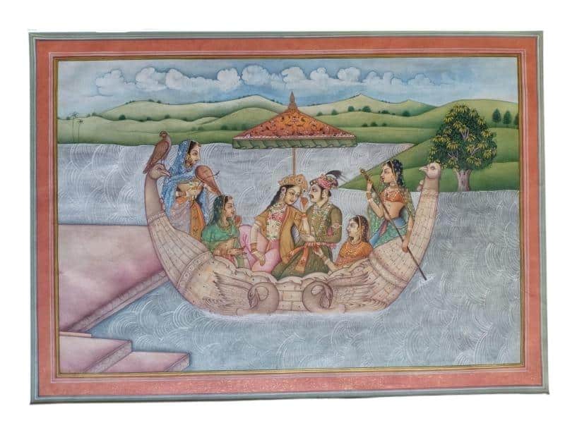 Nauka Vihar Mughal Miniature Painting (11 Inch x 15 Inch)