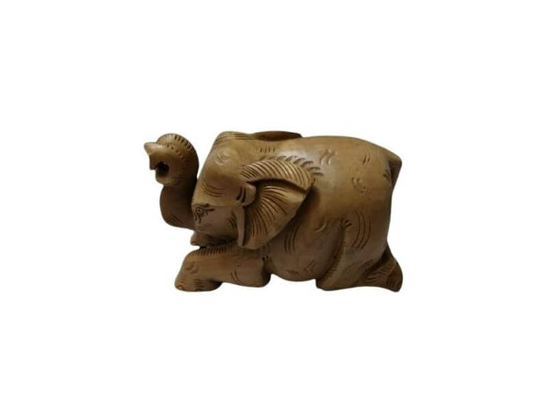 Loquat Wood Elephant Showpiece (6 Inch)