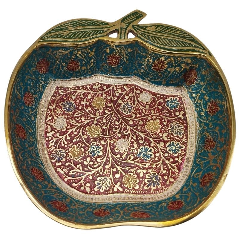 Brass Floral Design Apple Bowl (Size: 5.5 x 5 Inches)