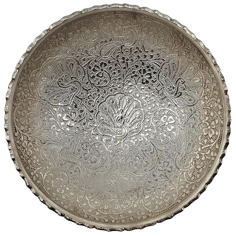 Pure Silver Plated Brass Peacocks Design Bowl (Dia: 4.8 Inch, Height: 1.8 Inch)