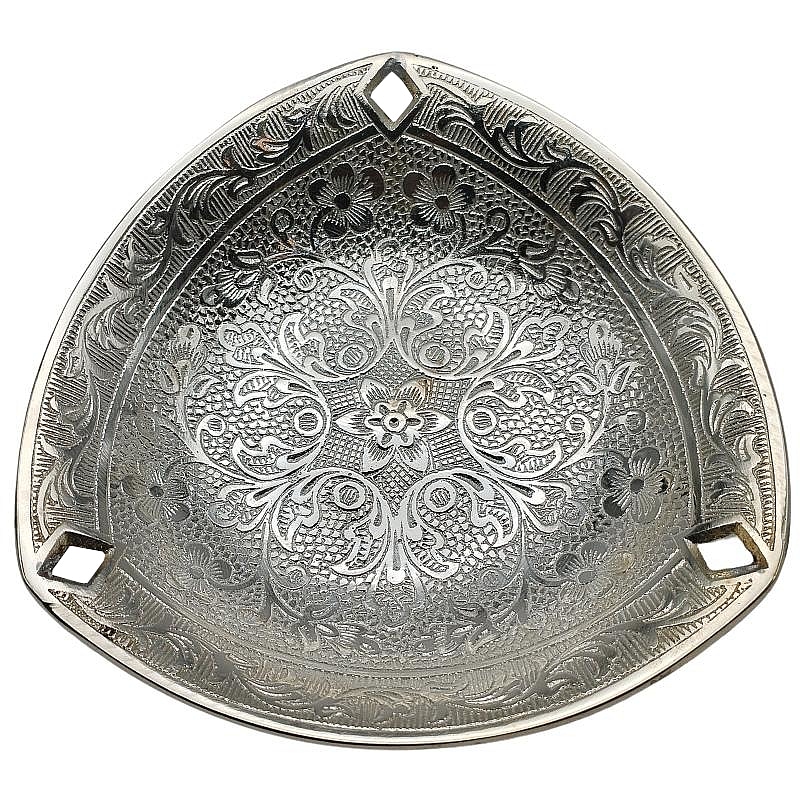 Pure Silver Plated Brass Floral Design Bowl (Size: 6 x 6 x 1.5 Inches)