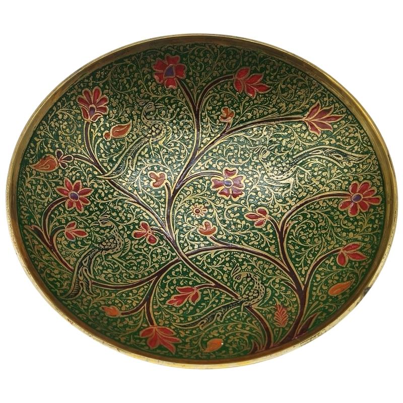 Brass Floral and Branches Design Bowl (Dia: 6.5 Inch, Height: 1 Inch)