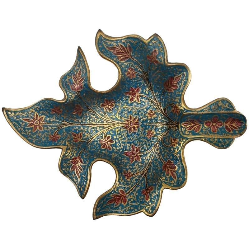 Brass Floral Design Leaf Platter (Size: 8 x 6 Inches)