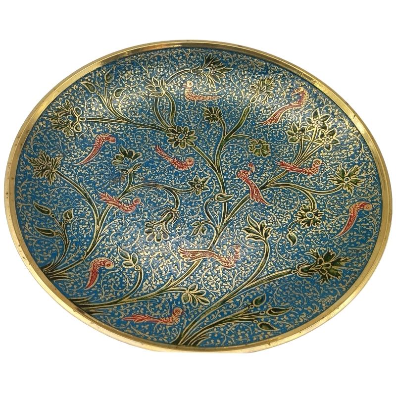 Brass Birds on Branches Design Wall Plate (Dia: 9 Inch)