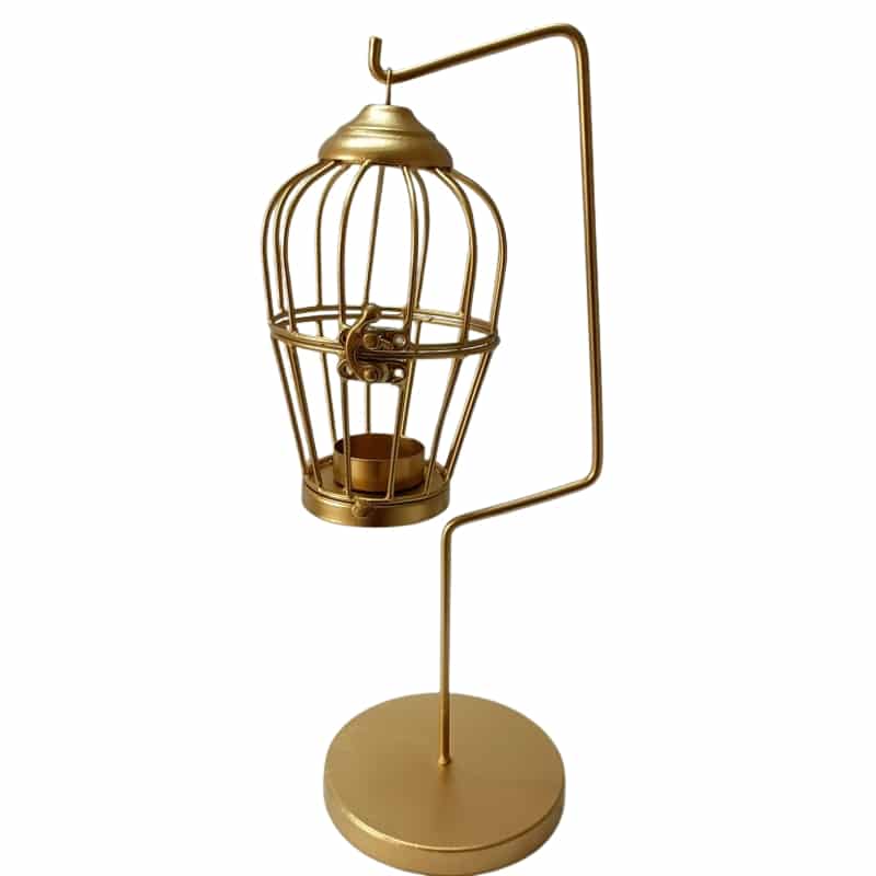 Iron Wire Modern Design Hanging Bird Cage Candle Holder
