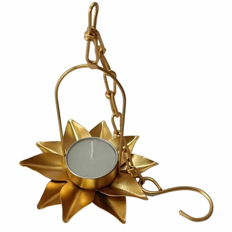 Iron Hanging Flower Design Candle Holder