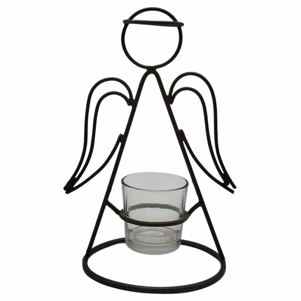 Iron Wire Angel Design Votive Candle Holder