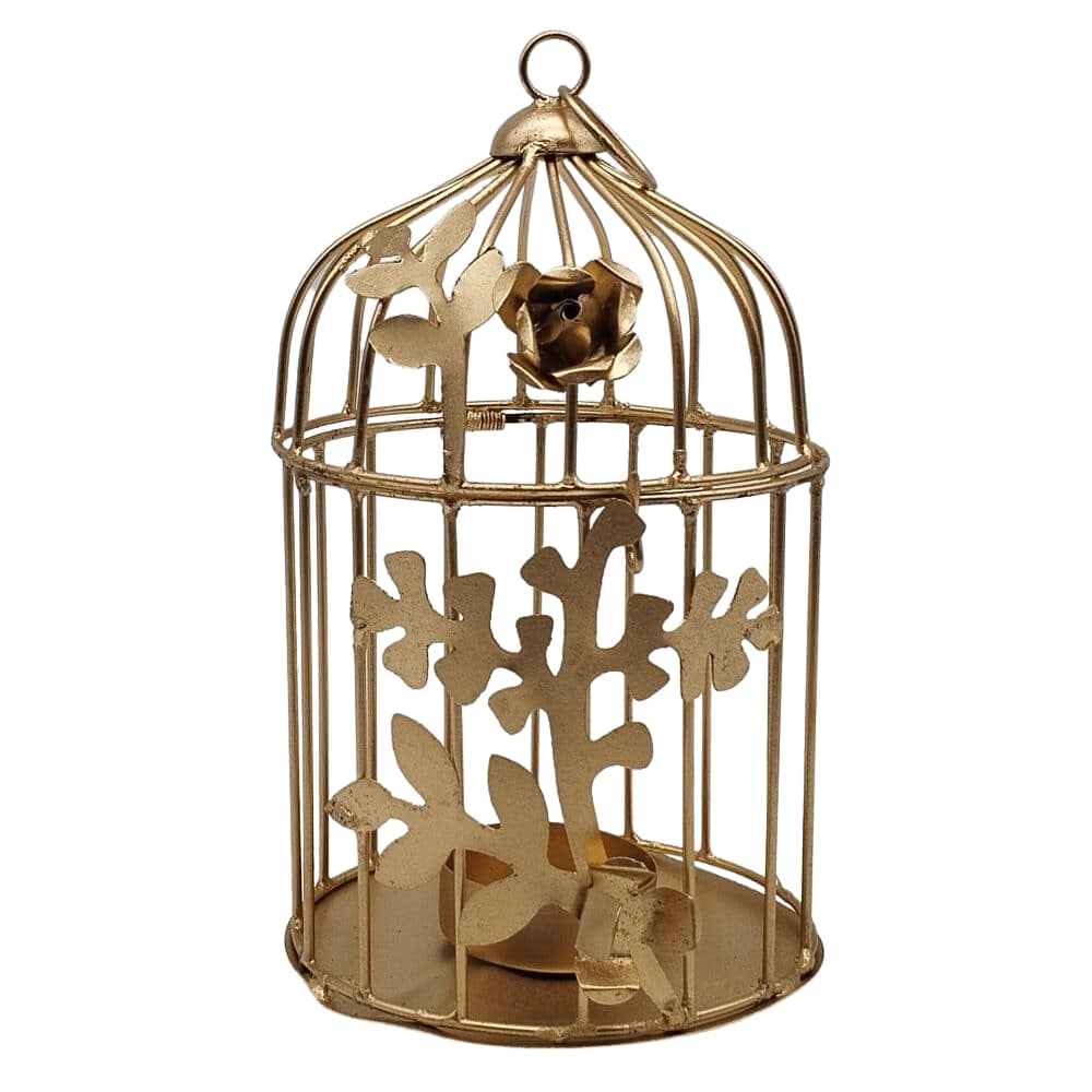 Iron Wire Flower Design Bird Cage Candle Holder