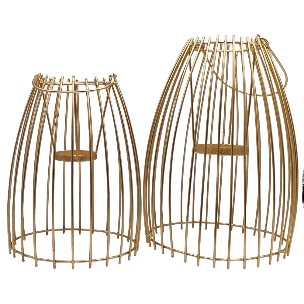 Iron Wire Modern Design Candle Lantern Set of Two