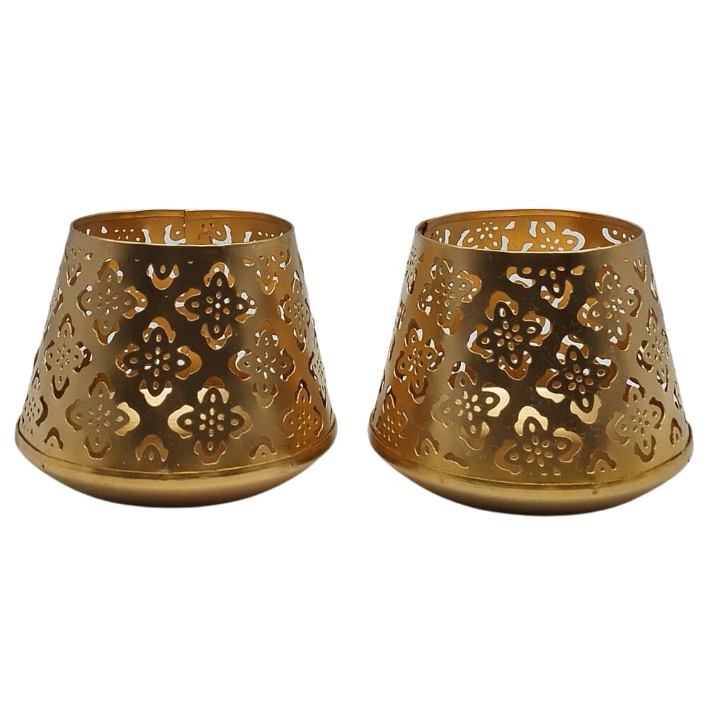 Iron Floral Design Candle Holder Set of Two