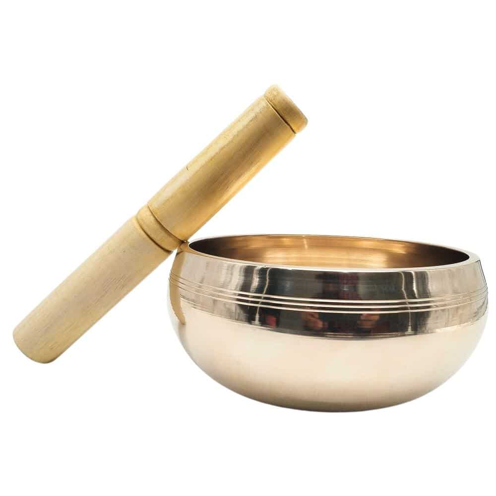 Tibetan Singing Bowl Natural Brass Design with Striker