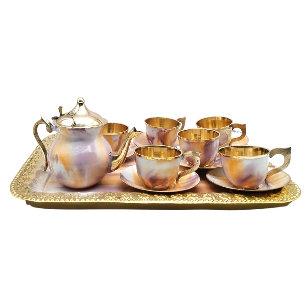 Brass Meenakari Tea Set