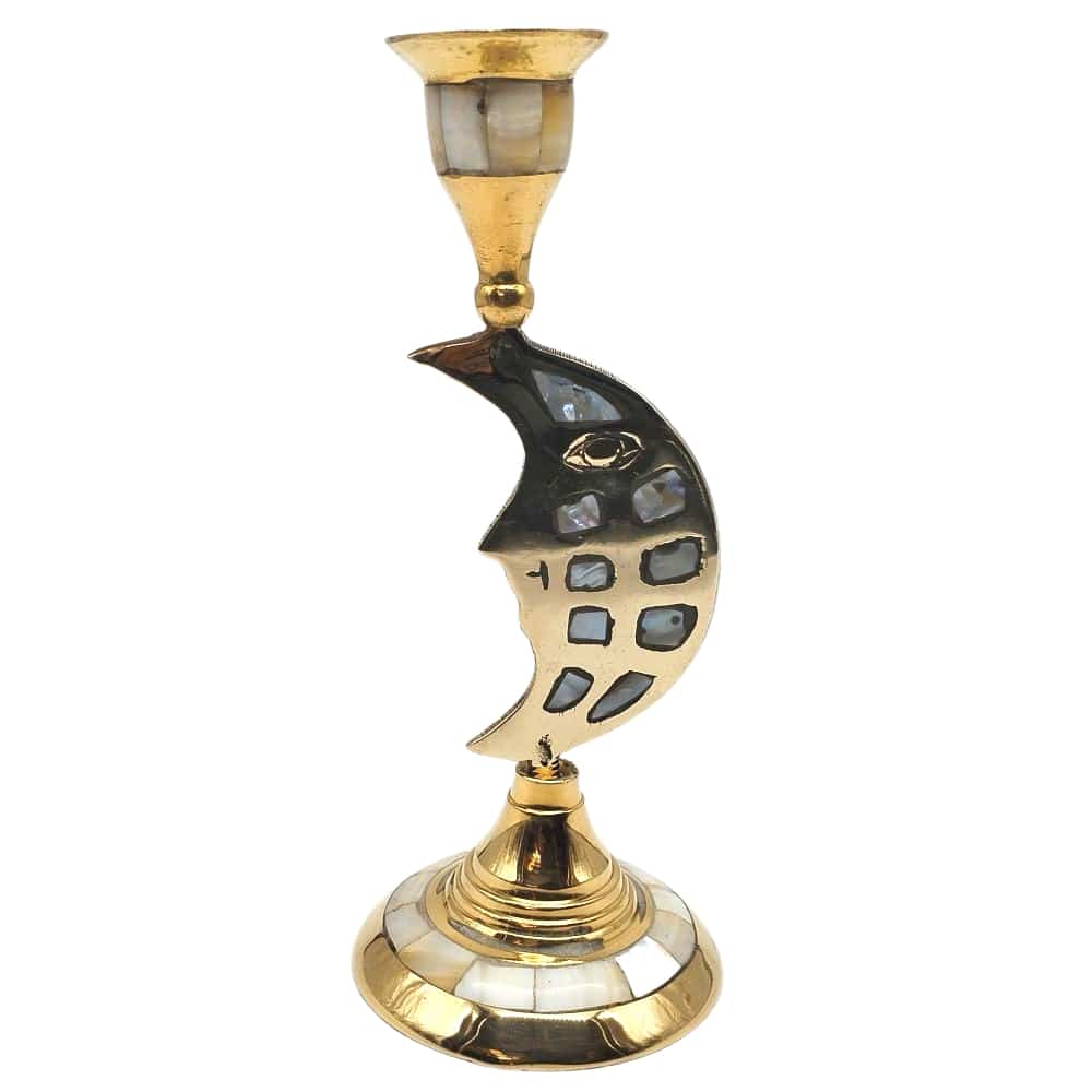 Brass Moon Design Candle Holder