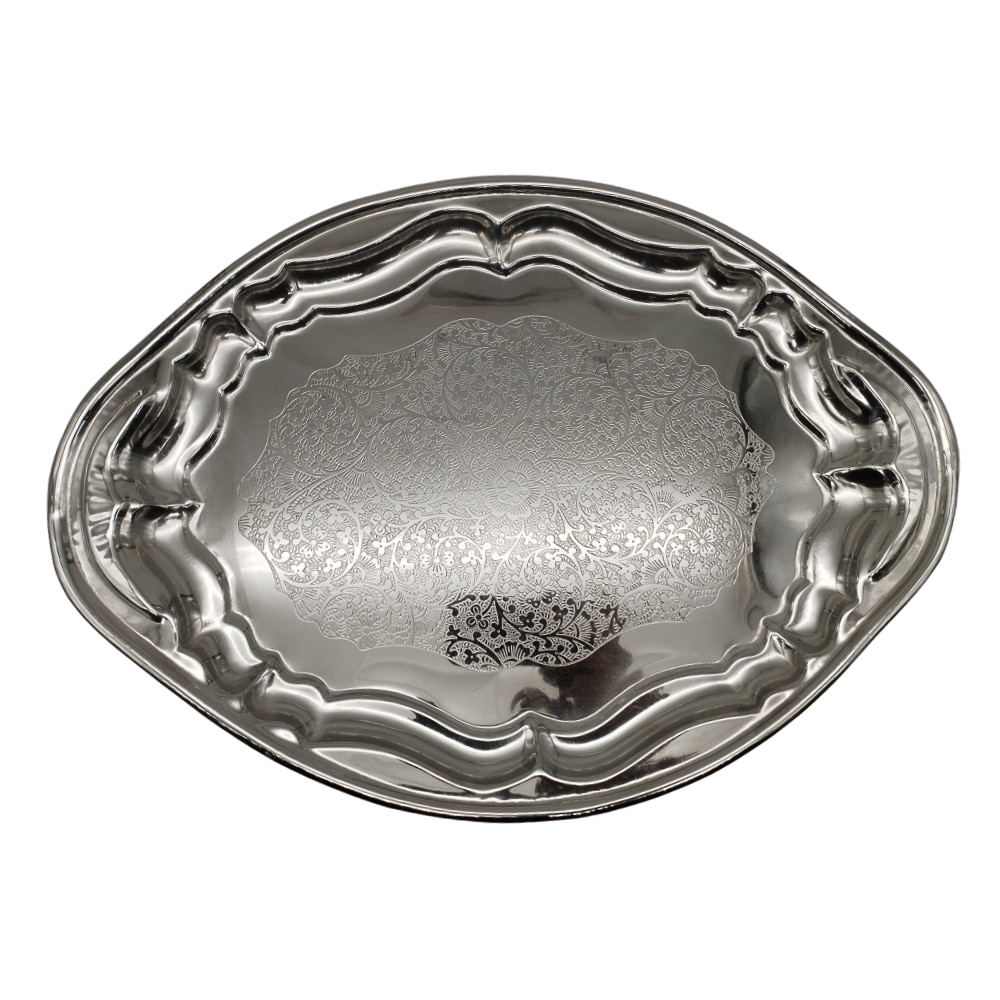 Brass Floral Design Nickle Plated Tray