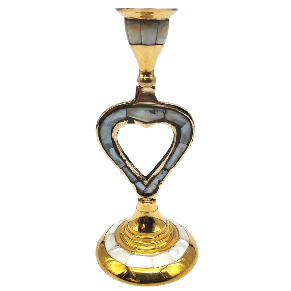 Brass Heart Design Candle Holder